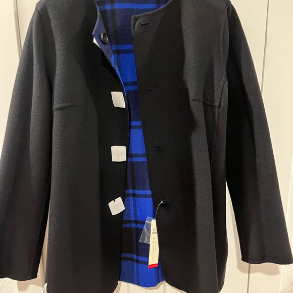 TALBOTS NWT AUTHENTIC TARTAN MAJESTY BLUE & BLACK COLLARLESS CLASIC JACKET - Picture 10 of 17